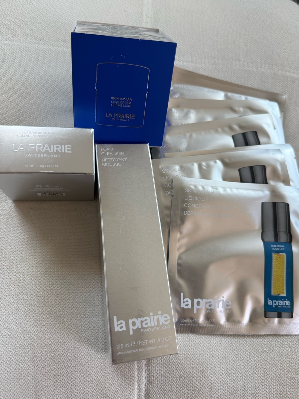 La Prairie Cream, Eye Patches ,Face wash, Face sheet masks (10ct) bundle LUXURY